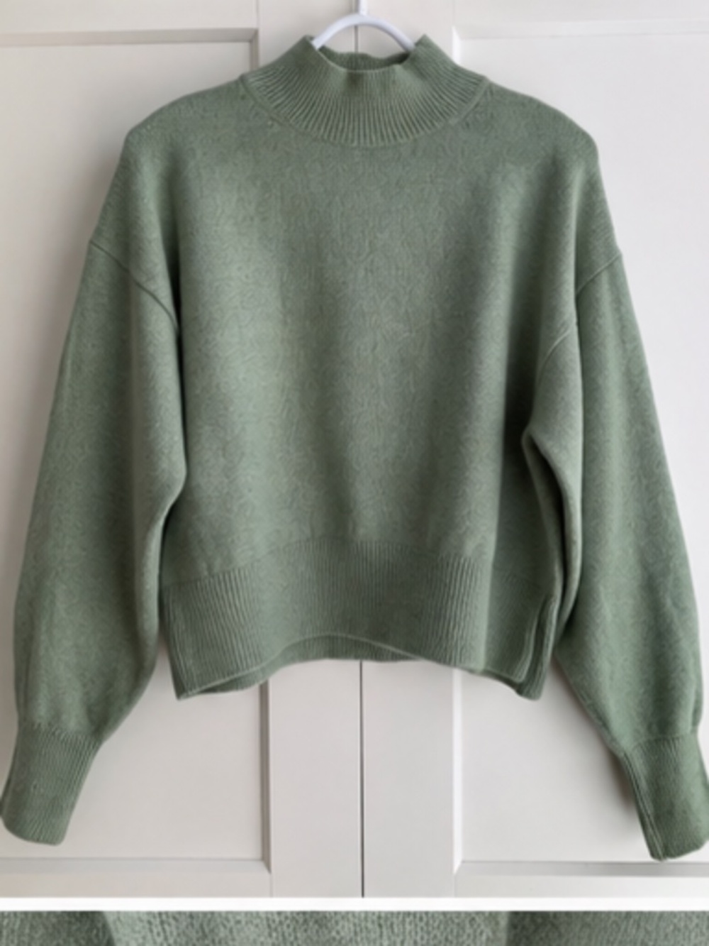 & Other Stories Sage Green Oversized Mock Neck Wool Blend Sweater S - Picture 2 of 11